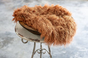 Orange faux flokati newborn fur photography props for boys or girls. Halloween colored fur