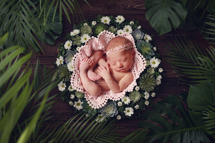 soft pink doily newborn baby photo props