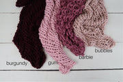 girl shades chunky knit blanket