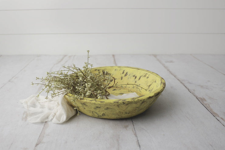 yellow newborn baby wood bowl photography prop or home decor by custom photo props