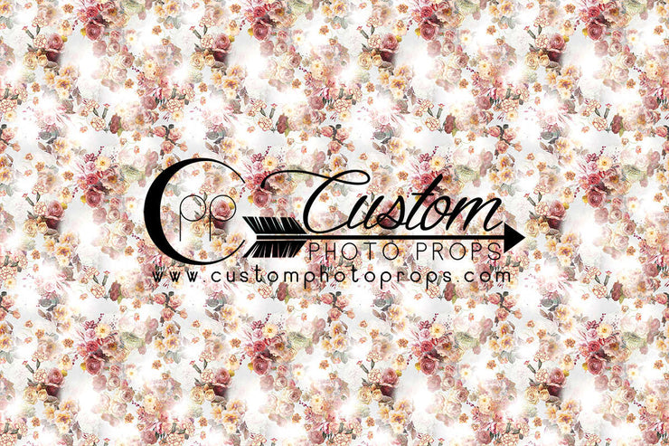 large photography backdrop with vintage flowers for pin-up, maternity or newborn baby girl photos by custom photo props