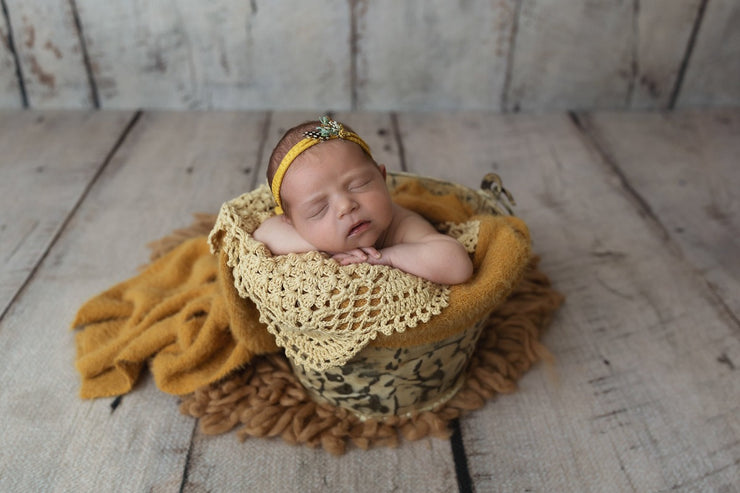 newborn girl in autumn themed newborn photo prop set. everything matches for your next shoot. 