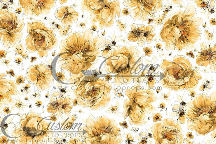 large yellow photography backdrop with white background from CPP Drops