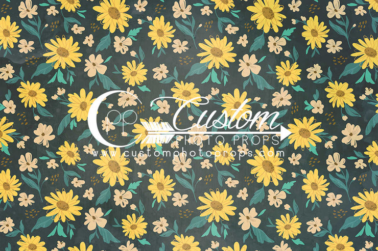 sunflower and flower photo backdrop by custom photo props