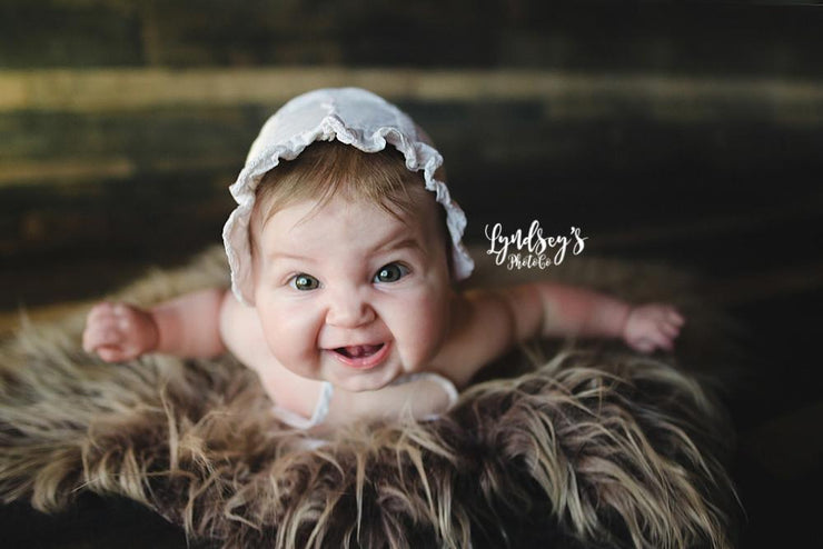 ola Brown/Gray Ombre Newborn Baby Vegan Faux Fur Newborn Photography Prop