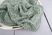 sage green cotton crochet newborn doily photography layering prop