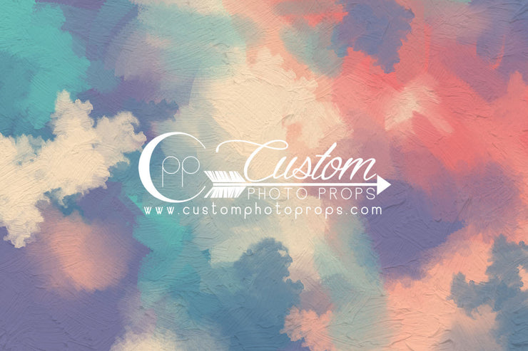 colorful painted backdrop in pink, purple, blue, green, cream for photography studio backdrops