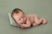 green stretch posing cloth for newborn baby boy photography