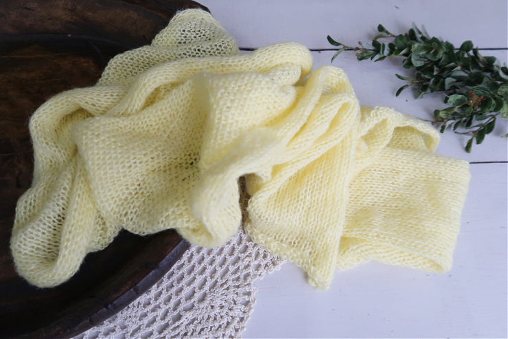 yellow mohair swaddling wrap photography prop