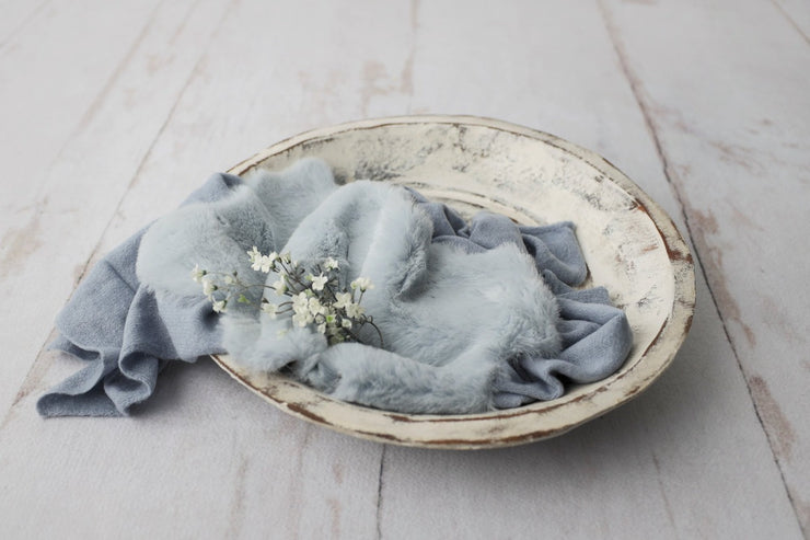 rustic white newborn baby boy or girl large wooden bowl photography props
