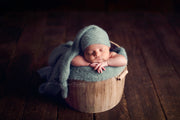green, faux fur, newborn swaddling wrap for baby girl photography