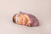 dusty purple newborn baby stretch swaddle wrap