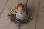 aged galvanized pail for newborn baby photos by custom photo props