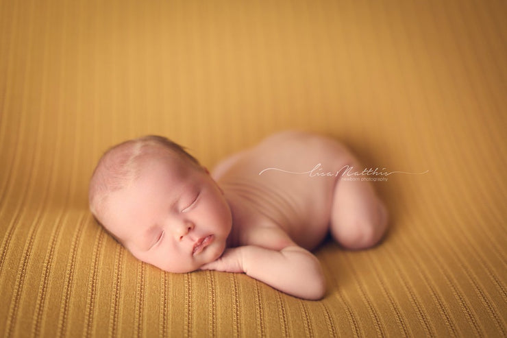 striped newborn baby posing fabric in mustard yellow for newborn posing for photos