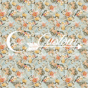 tiffany blue backdrop with yellow and orange flowers. vintage floral backdrop for maternity photos or baby