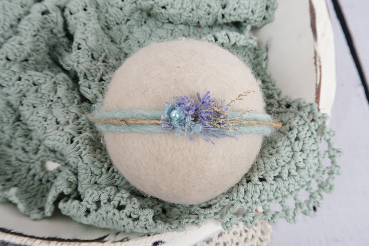 lavender and aqua blue small headband for newborn pictures