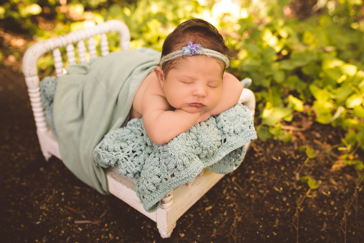 Crochet Daisy Flower Baby Blanket | Turquoise