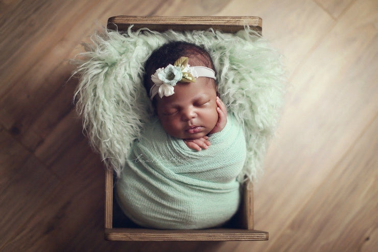 mint green baby wrap photo prop 