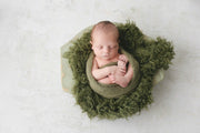 dark green faux flokati newborn fur photography prop. faukati by custom photo props