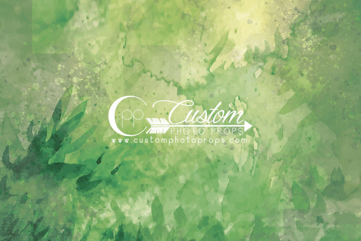 leafy green watercolor backdrop for photography by Custom Photo Props
