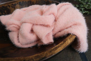 peach, fuzzy, faux mink or angora newborn baby swaddling wrap for photographers by custom photo props
