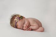 purple flower and dried flower with lace Newborn baby girl photography headband