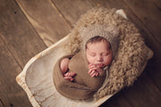 tan brown newborn  baby swaddling photography props 