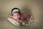 light green cotton crochet newborn baby posing layering blanket photography prop